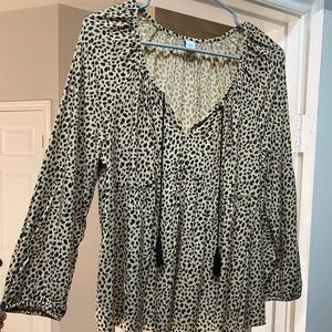 Leopard peasant blouse